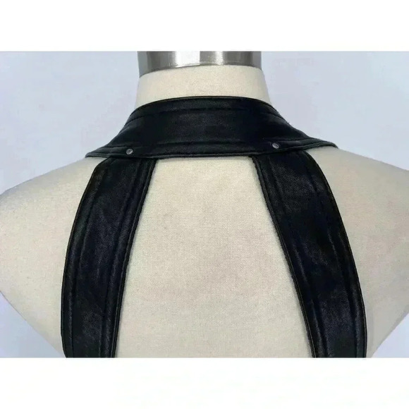 Diesel Womens 2000s y2k Moto Style Dress Black Leather Cargo Pockets Goth Grunge - Picture 9 of 16